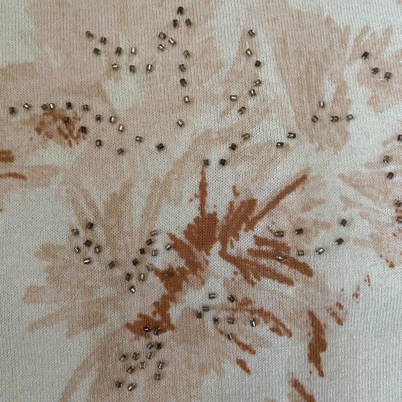 Talbots XL Cream Embellished sequins, beads Floral Long Sleeve Sweater Women's - Picture 14 of 16